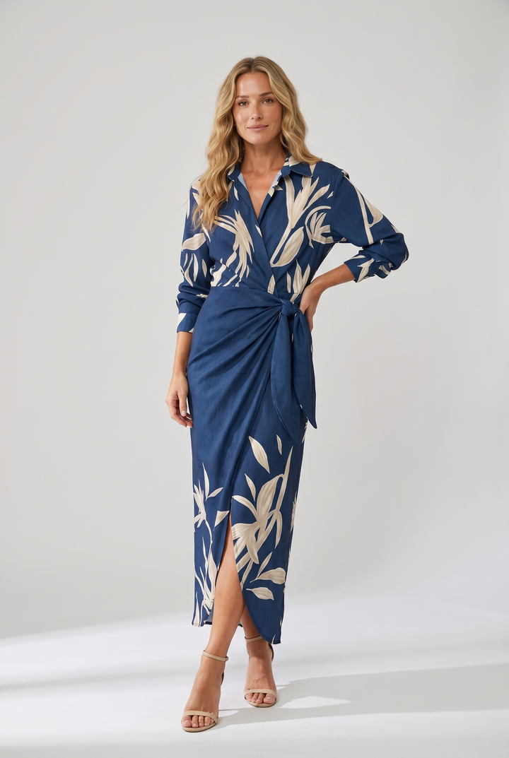 Kjole for kvinner | Bladtrykk Maxi Wrap V-hals