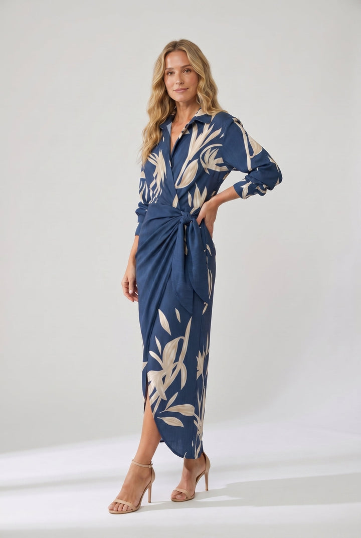 Kjole for kvinner | Bladtrykk Maxi Wrap V-hals
