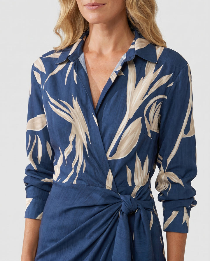 Kjole for kvinner | Bladtrykk Maxi Wrap V-hals