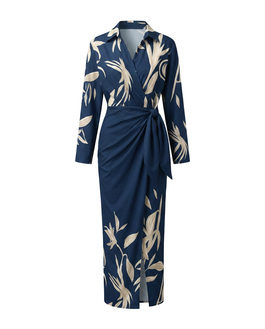 Kjole for kvinner | Bladtrykk Maxi Wrap V-hals