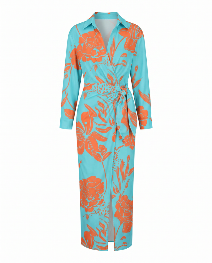 Kjole for kvinner | Bladtrykk Maxi Wrap V-hals