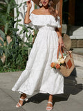 Kjole til Bryllupsgjest | Off-Shoulder Lagdelt