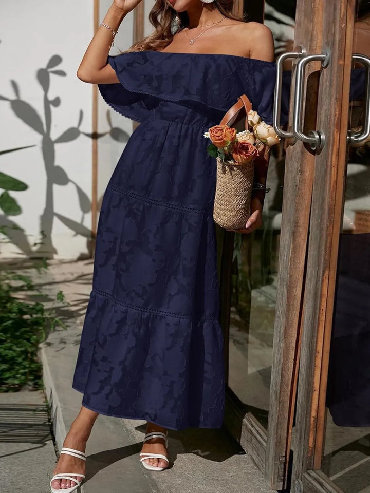 Kjole til Bryllupsgjest | Off-Shoulder Lagdelt