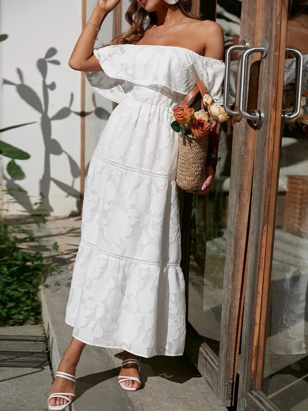 Kjole til Bryllupsgjest | Off-Shoulder Lagdelt