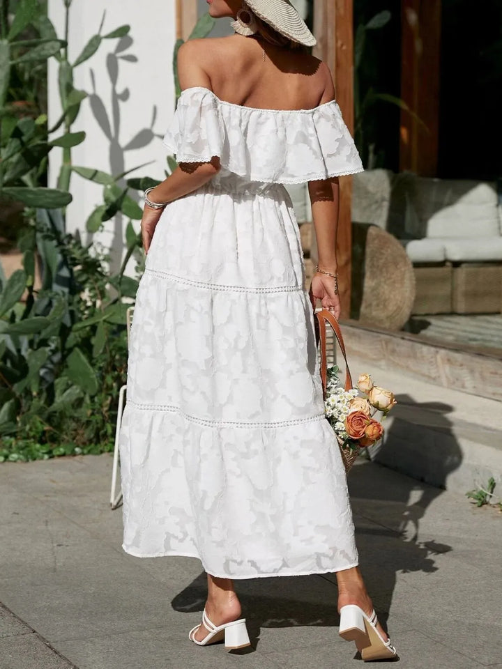 Kjole til Bryllupsgjest | Off-Shoulder Lagdelt