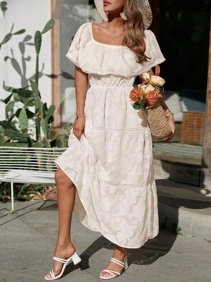 Kjole til Bryllupsgjest | Off-Shoulder Lagdelt