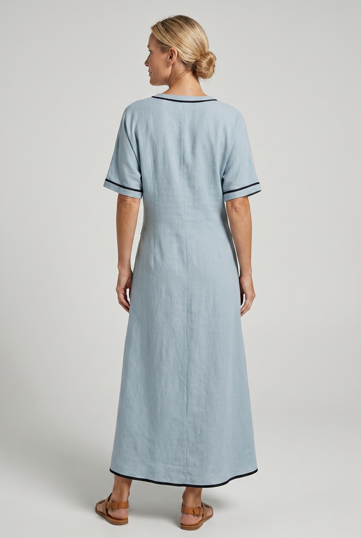 Kvinne Sommerkjole | Twist Front Maxi V-Hals Trim