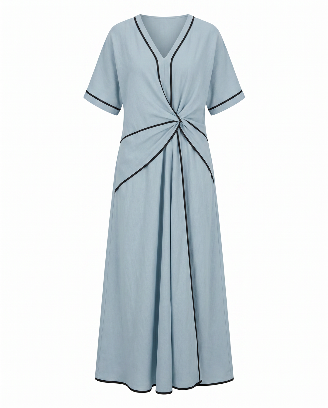 Kvinne Sommerkjole | Twist Front Maxi V-Hals Trim