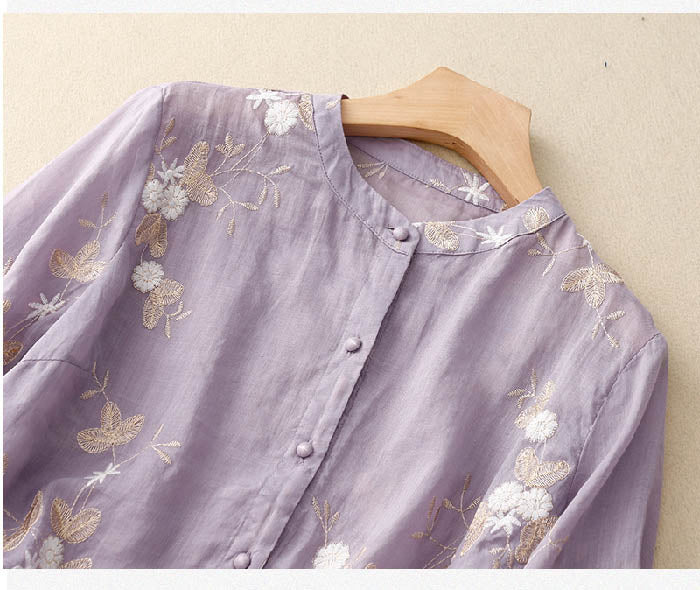 Damebluse | Broderte Detaljer