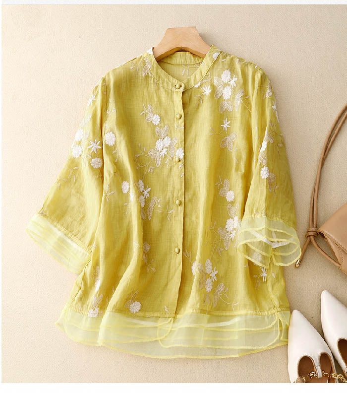 Damebluse | Broderte Detaljer