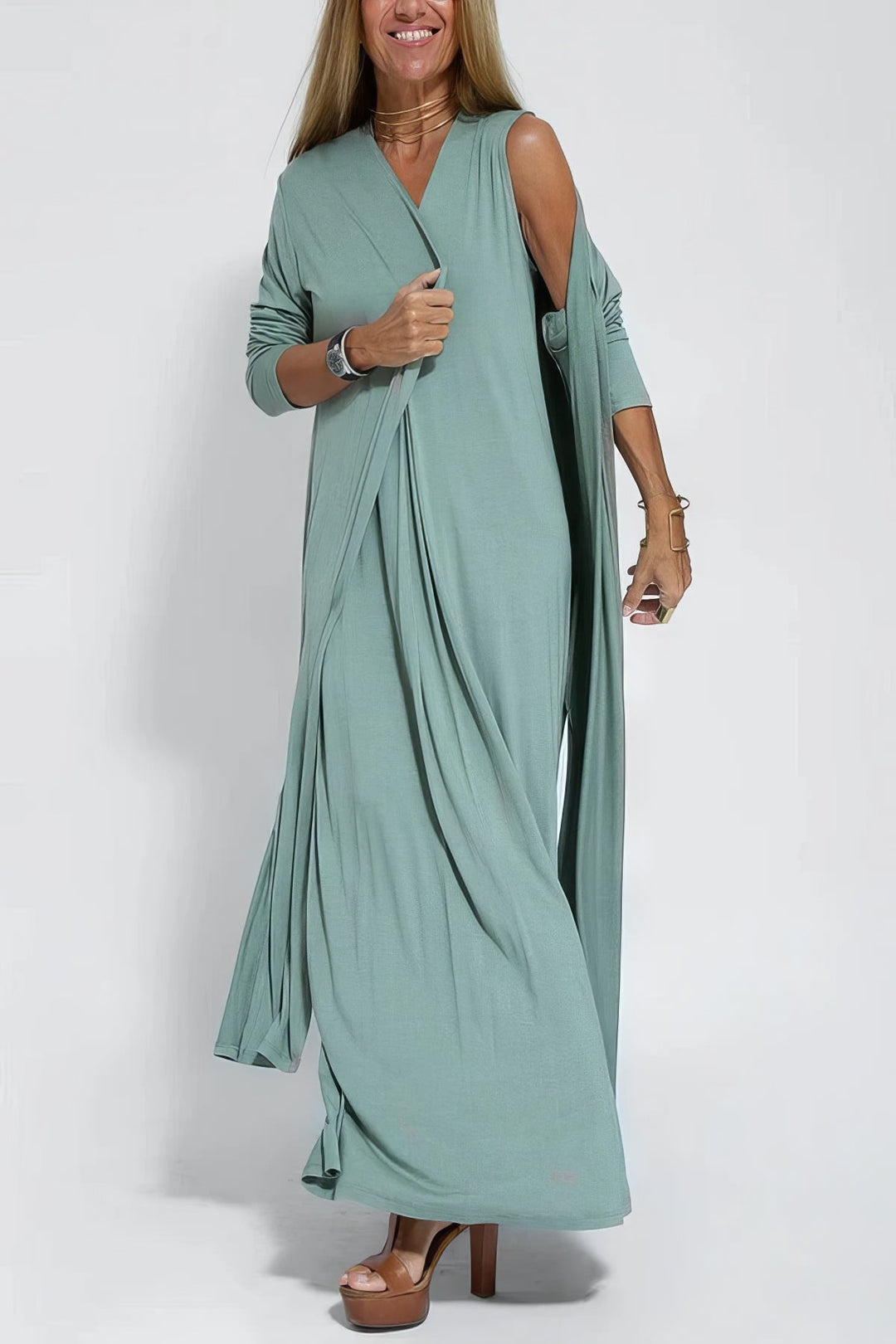 Kjole for kvinner | Lagdelt Maxi med Cardigan