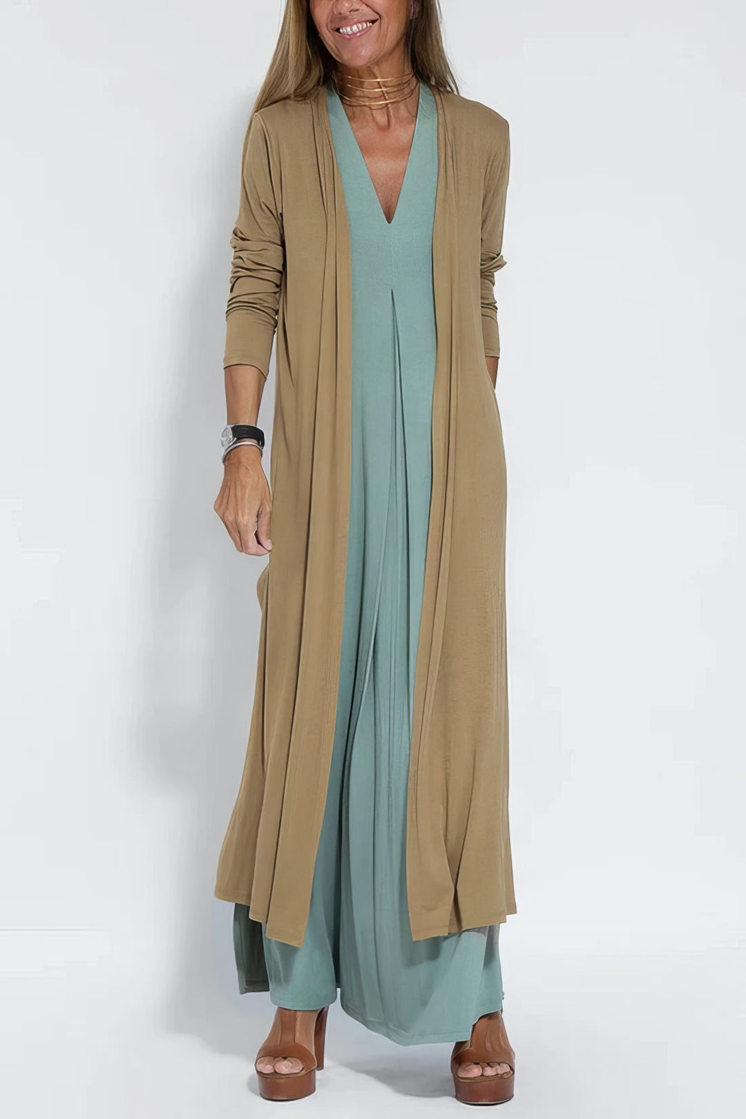 Kjole for kvinner | Lagdelt Maxi med Cardigan